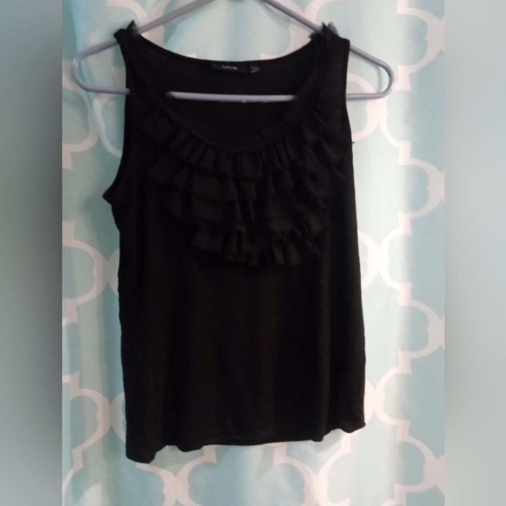 Apt. 9 Black Ruffle Detail Blouse